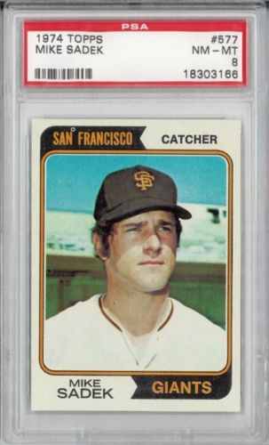 1974 Topps #577 Mike Sadek San Francisco Giants PSA 8